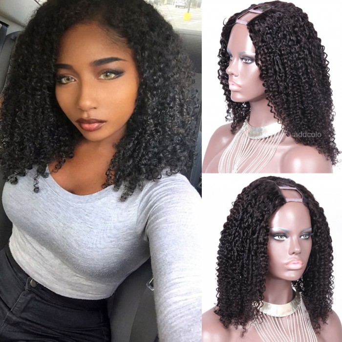 U Part Wig Brazilian Hair Tight Curly Wig Natural Color
