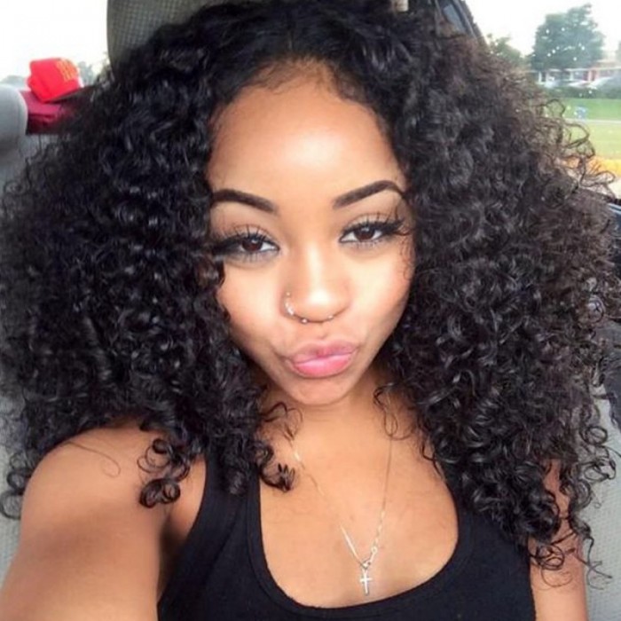Wigs 360 Lace Frontal Wigs Indian Hair Kinky Curly Wig Natural Color